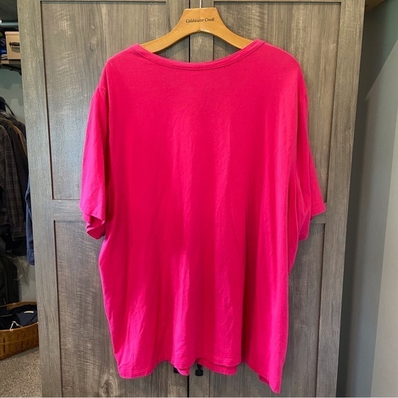 Catherines 2X Short Sleeve henley Shirt Pink with lace overlay on chest - Picture 2 of 10